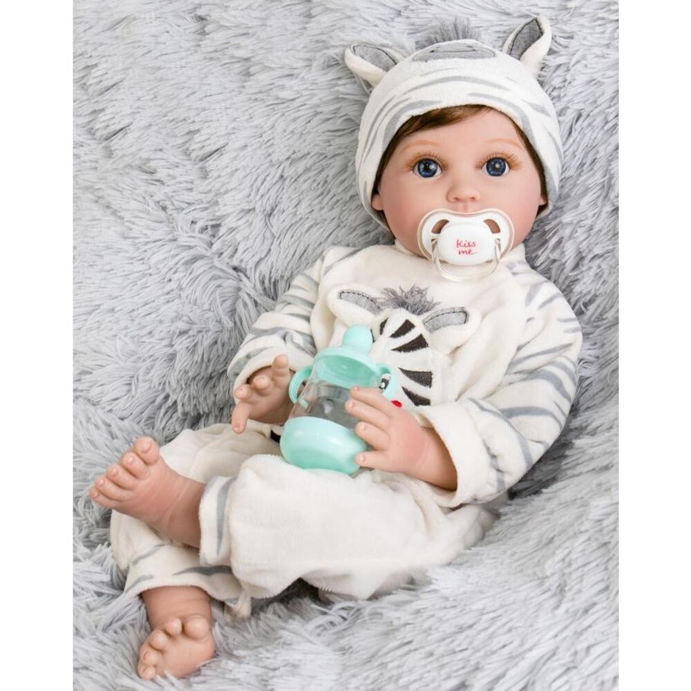 Aori Reborn Baby Doll 22" Realistic Newborn Boy Weighted Soft Body Zebra Outfit
